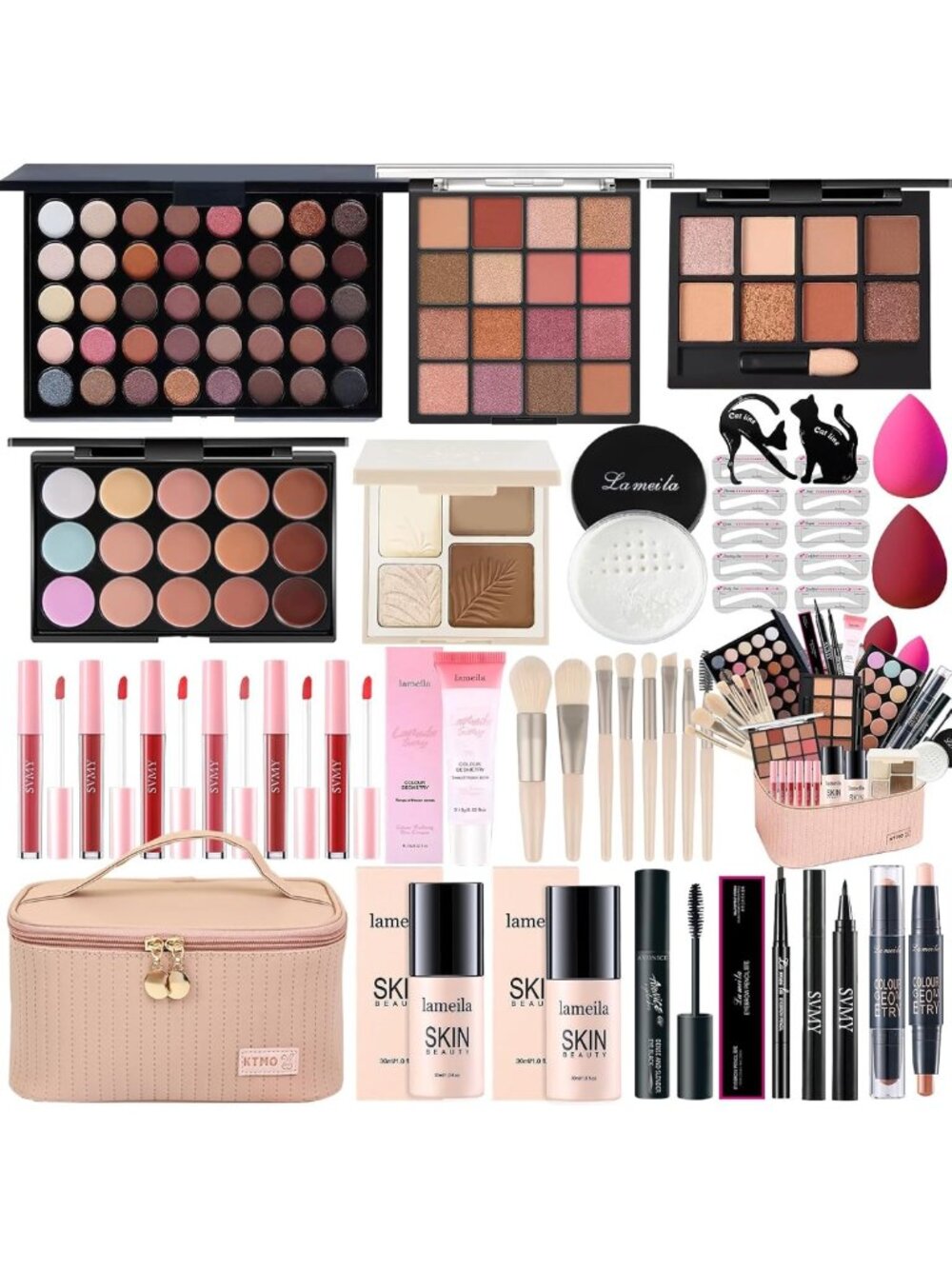 Complete Makeup Kit for Women & Teens - Eyeshadow, Foundation, Lip Gloss